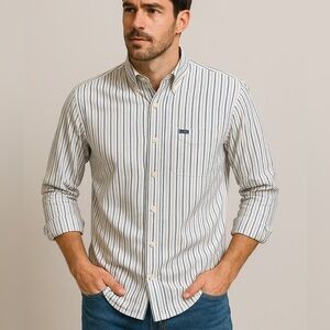 Façonnable Men’s Striped Button-Down Shirt | Size Small | Like New